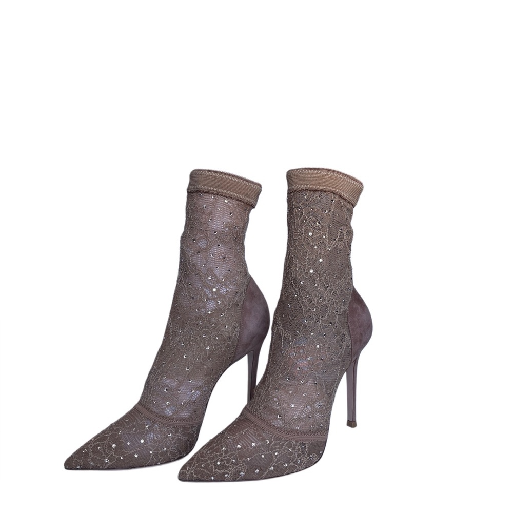 Gianvito Rossi Beige Lace Stiletto Boots